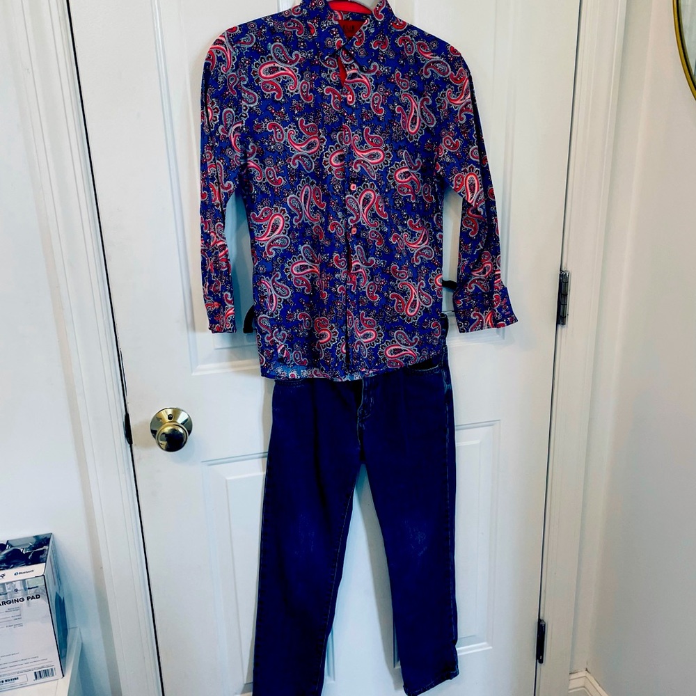 Elite dress shirt with never worn jeans size 10